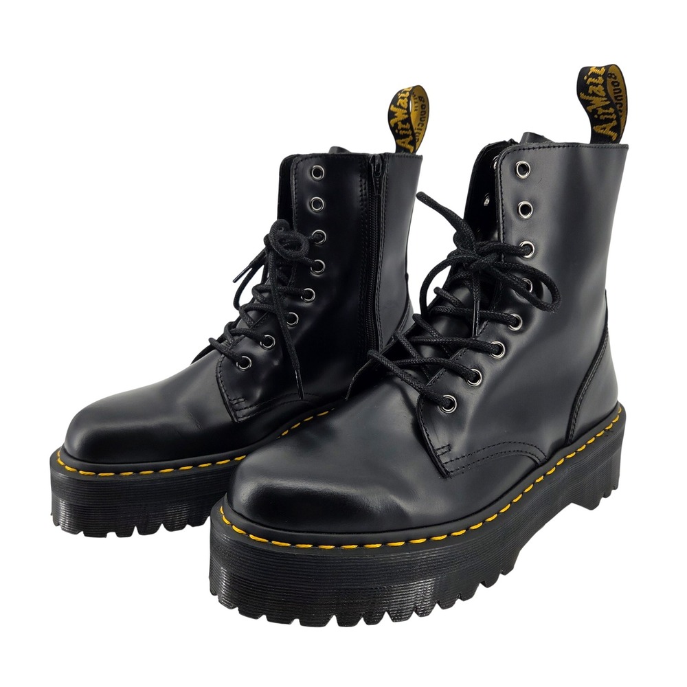 Dr Martens Jadon Platform Boots Black Leather Combat Streetwear Mens 9 Womens 10